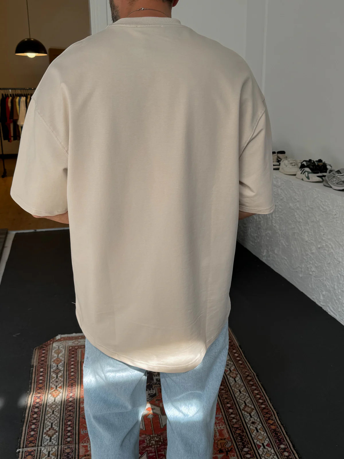 Premium Beige Basic Oversize T-Shirt - Image 3