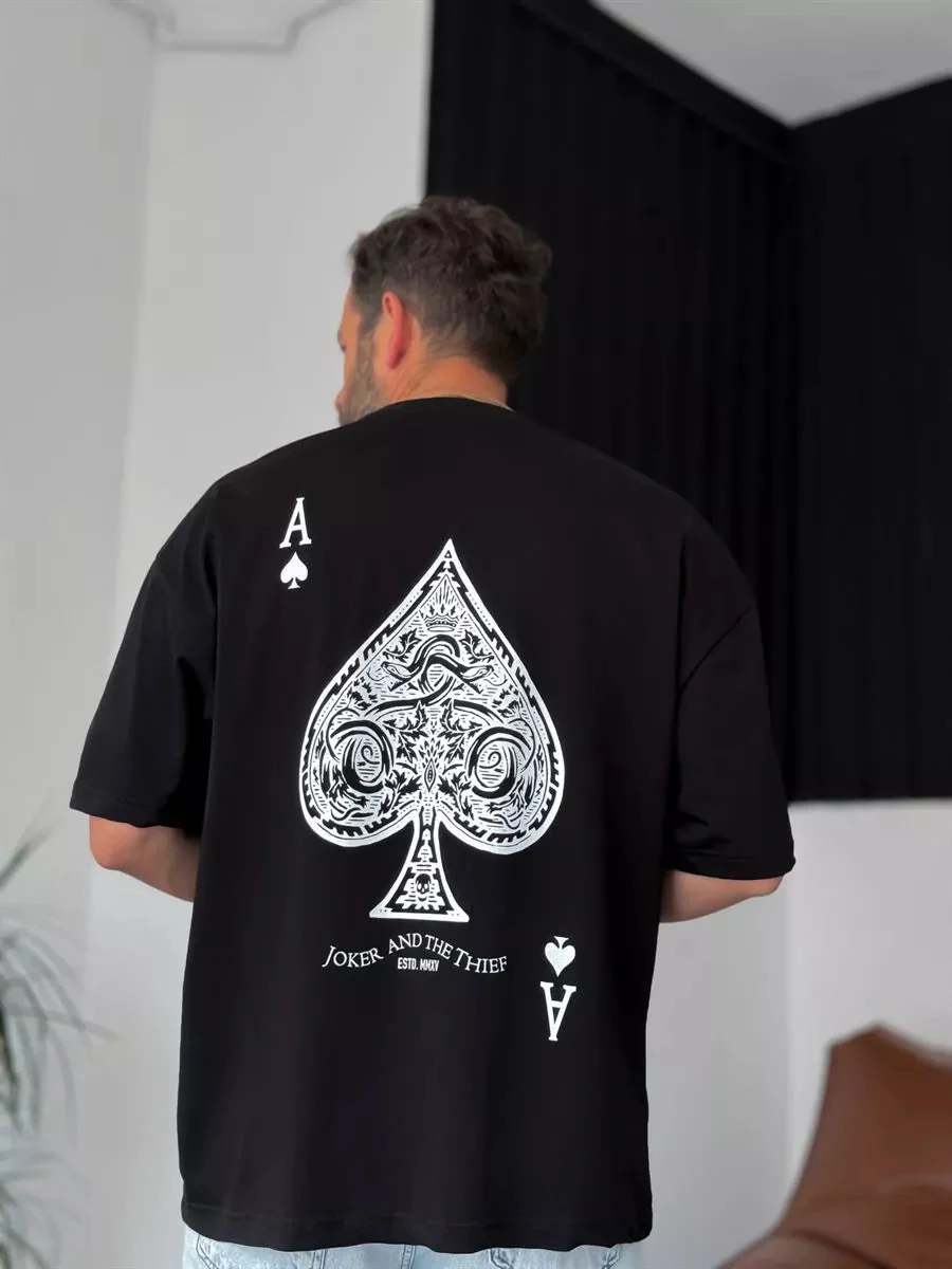 Premium Black "Ace" Printed Oversize T-Shirt - Image 2