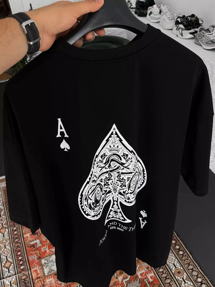 Premium Black "Ace" Printed Oversize T-Shirt - Image 4