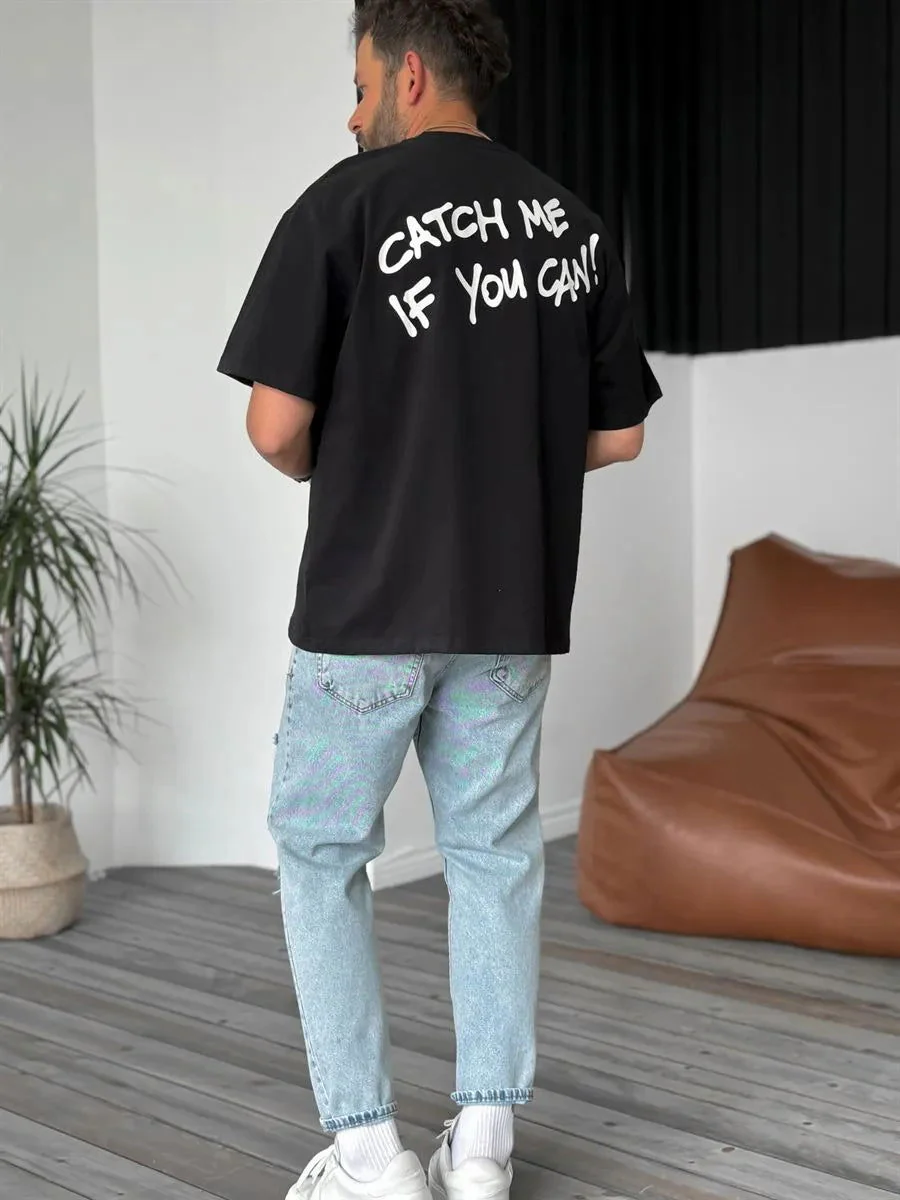Black "Cat" Printed Oversize T-Shirt - Image 3