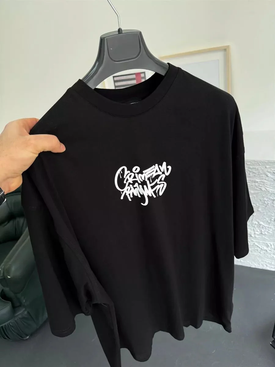 Black "Crime" Printed Oversize T-Shirt - Image 4