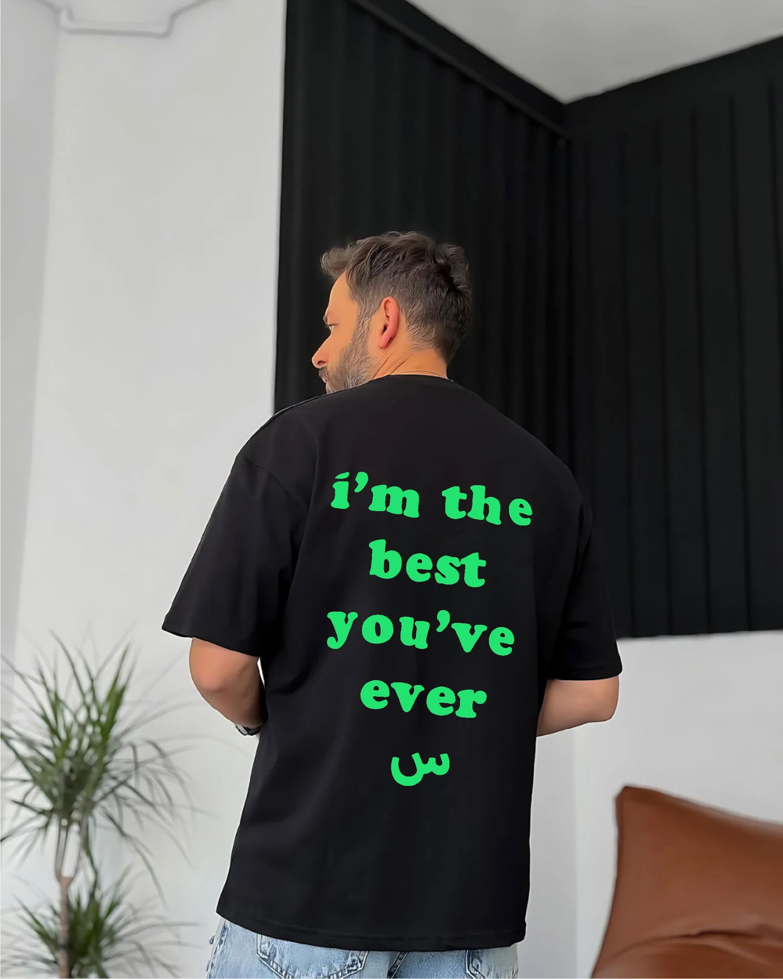 Black "Exceptional" Printed Oversize T-Shirt