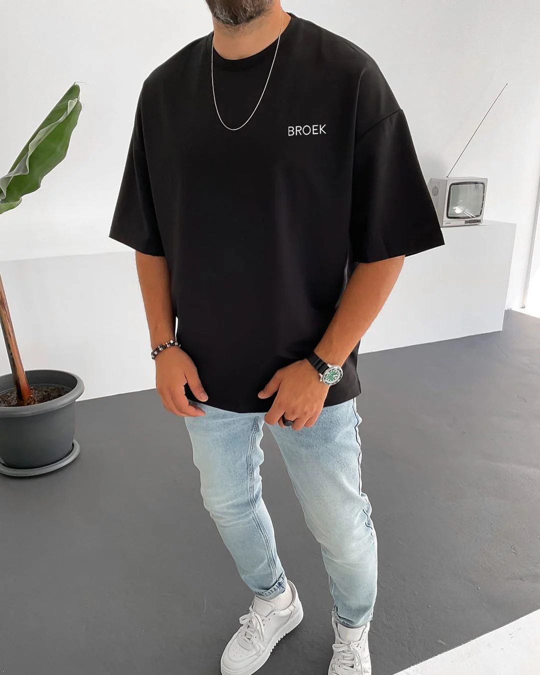 Black "Life is short" Printed Oversize T-Shirt - Image 2