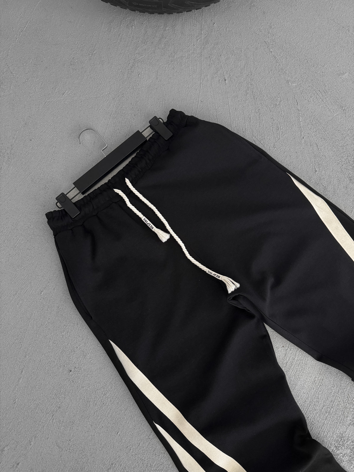 Black Oblique Striped Straight Leg Summer Sweatpants - Image 6