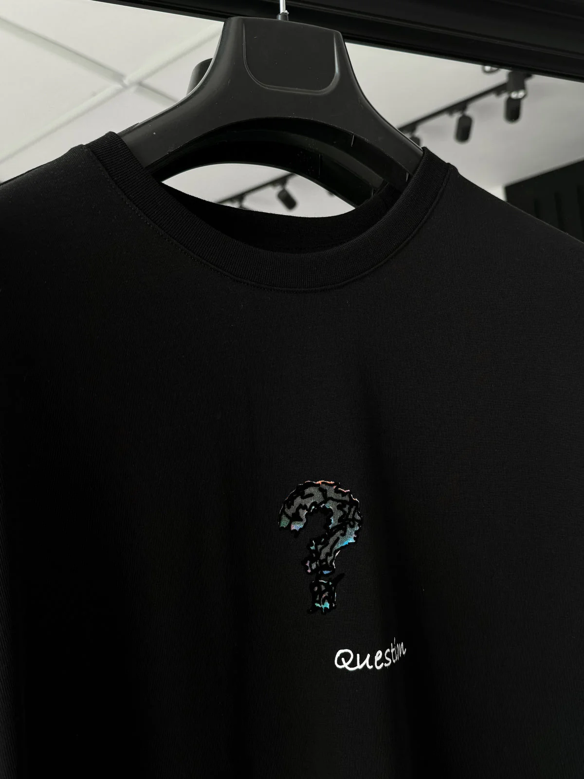 Premium Black "Question" Printed Oversize T-Shirt - Image 5