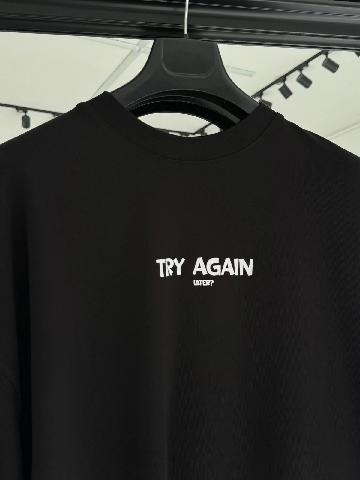 Black "Try Again" Printed Oversize T-Shirt - Image 5