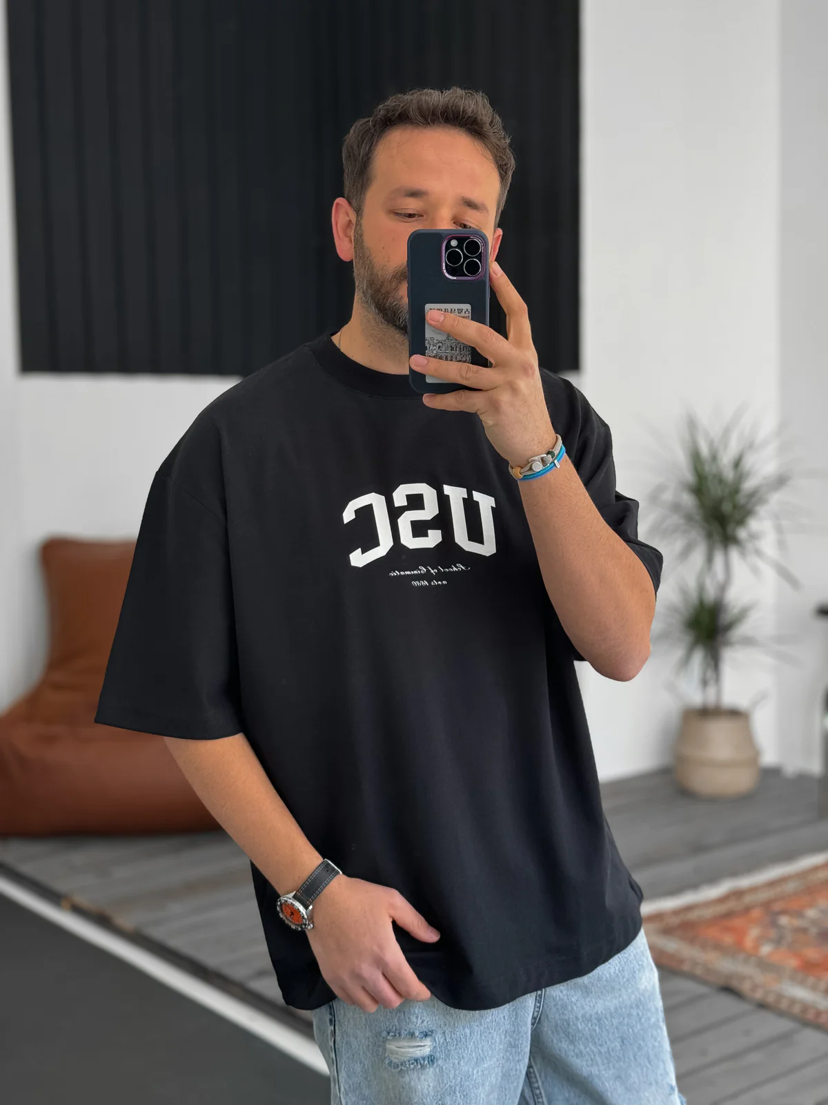 Black "Usc" printed Oversize T-Shirt - Image 2