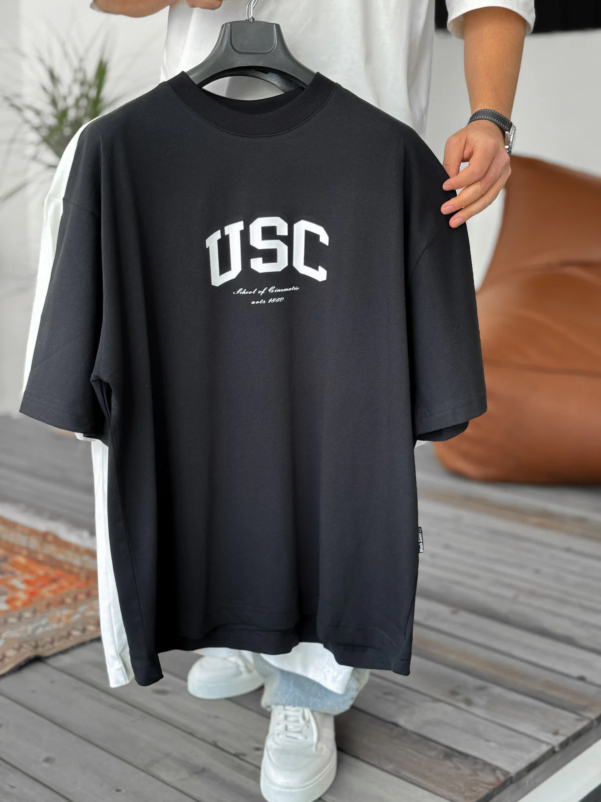 Black "Usc" printed Oversize T-Shirt - Image 5