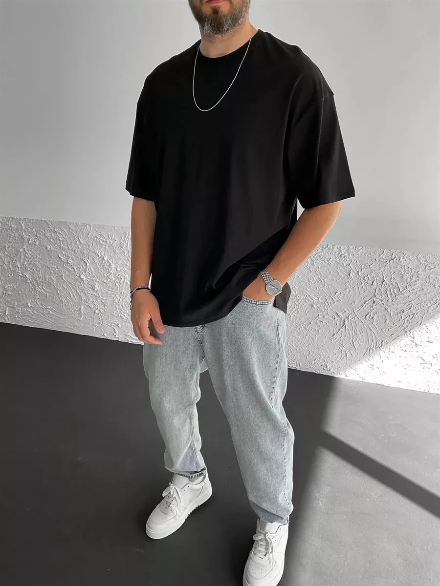 Black What Printed Oversize T-Shirt - Image 2