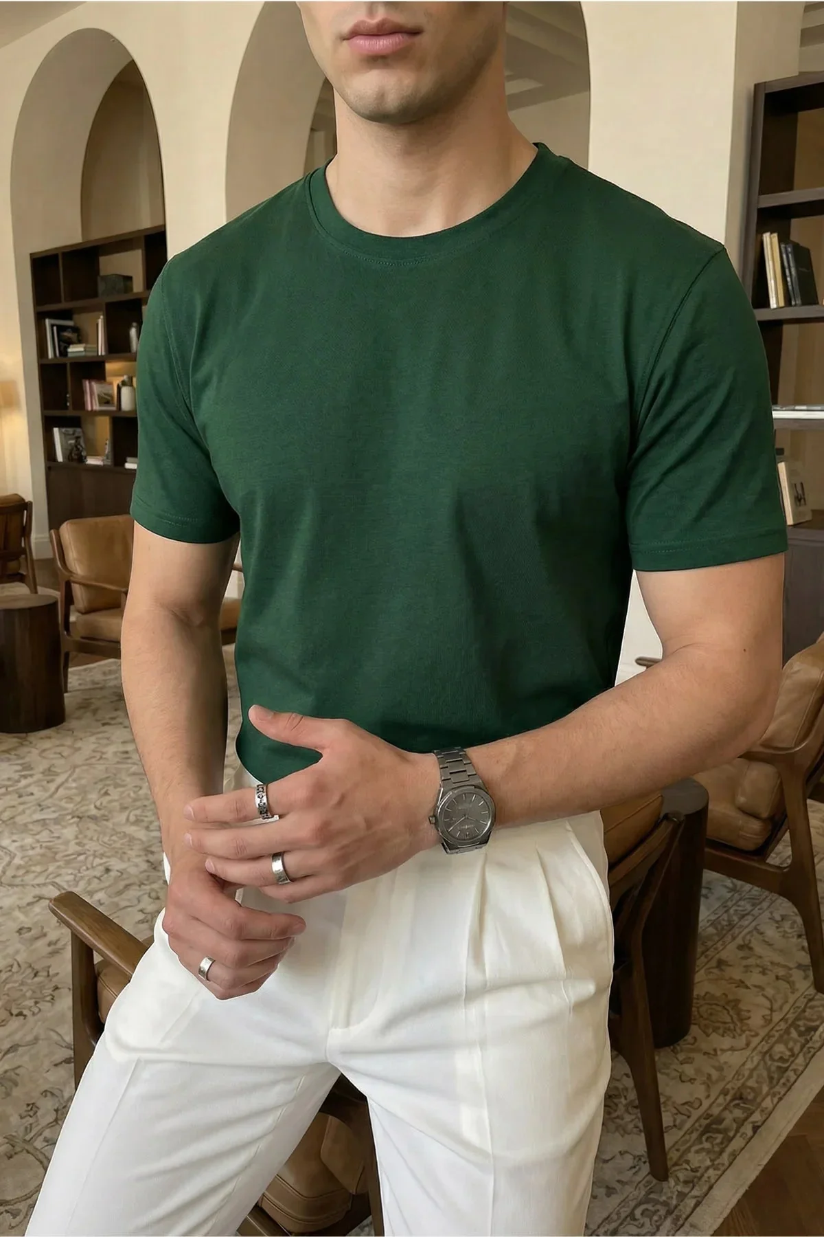 Dark Green Regular Fit T-Shirt - Image 3