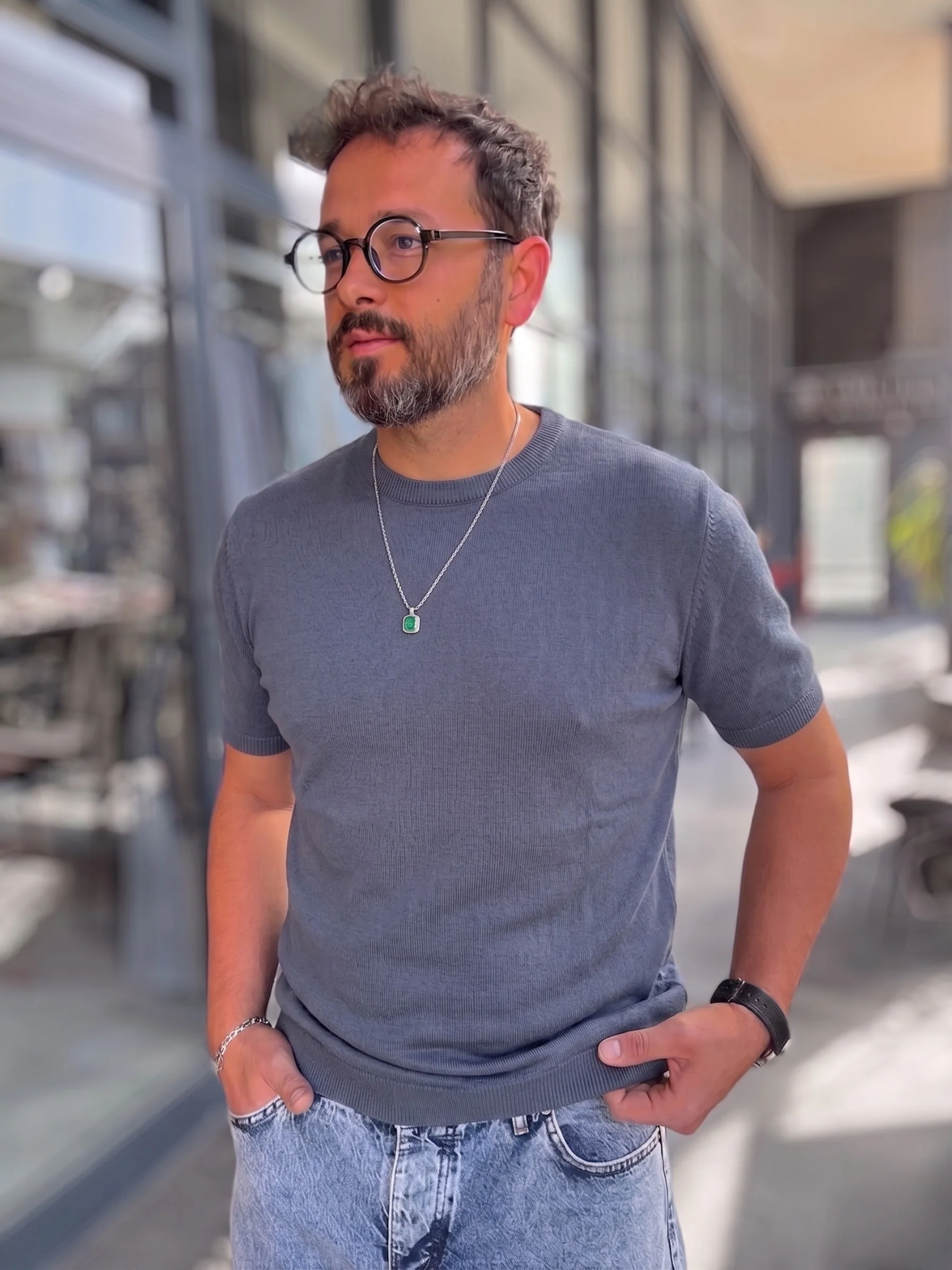 Dark Grey Crewneck Knitted Tee - Image 4