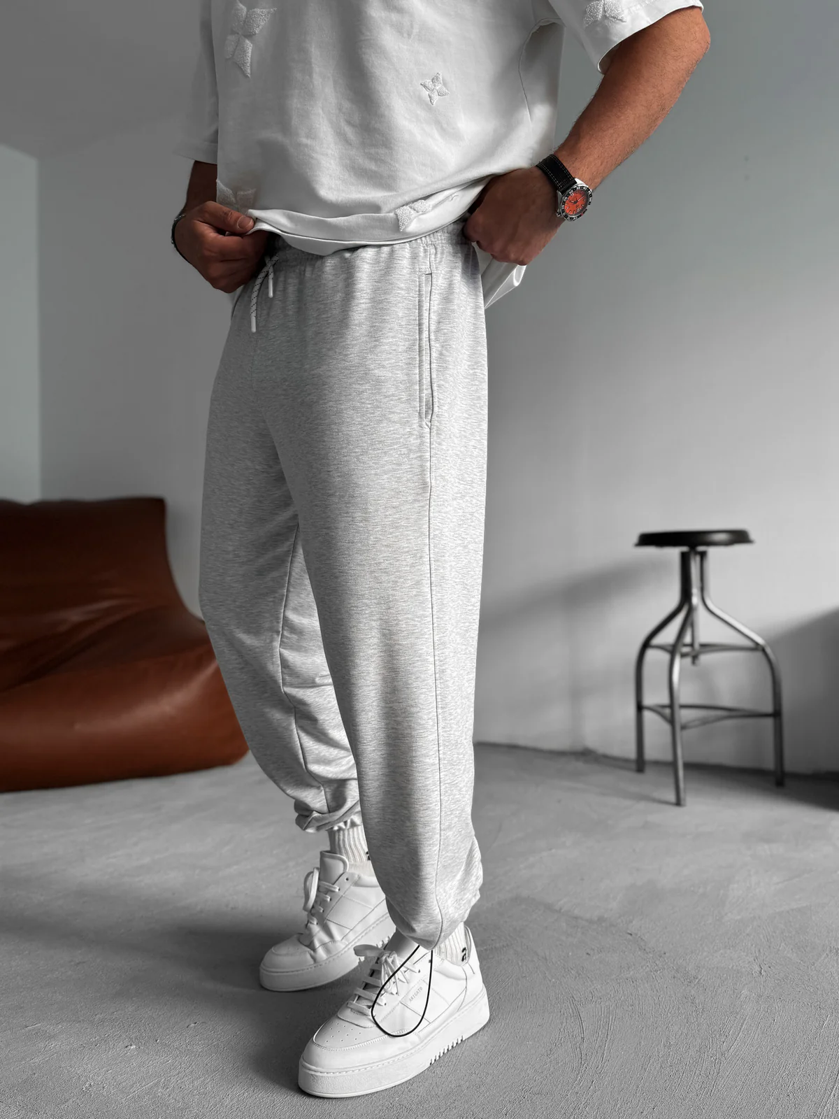 Premium Light-Gray Basic Summer Sweatpants - Image 3