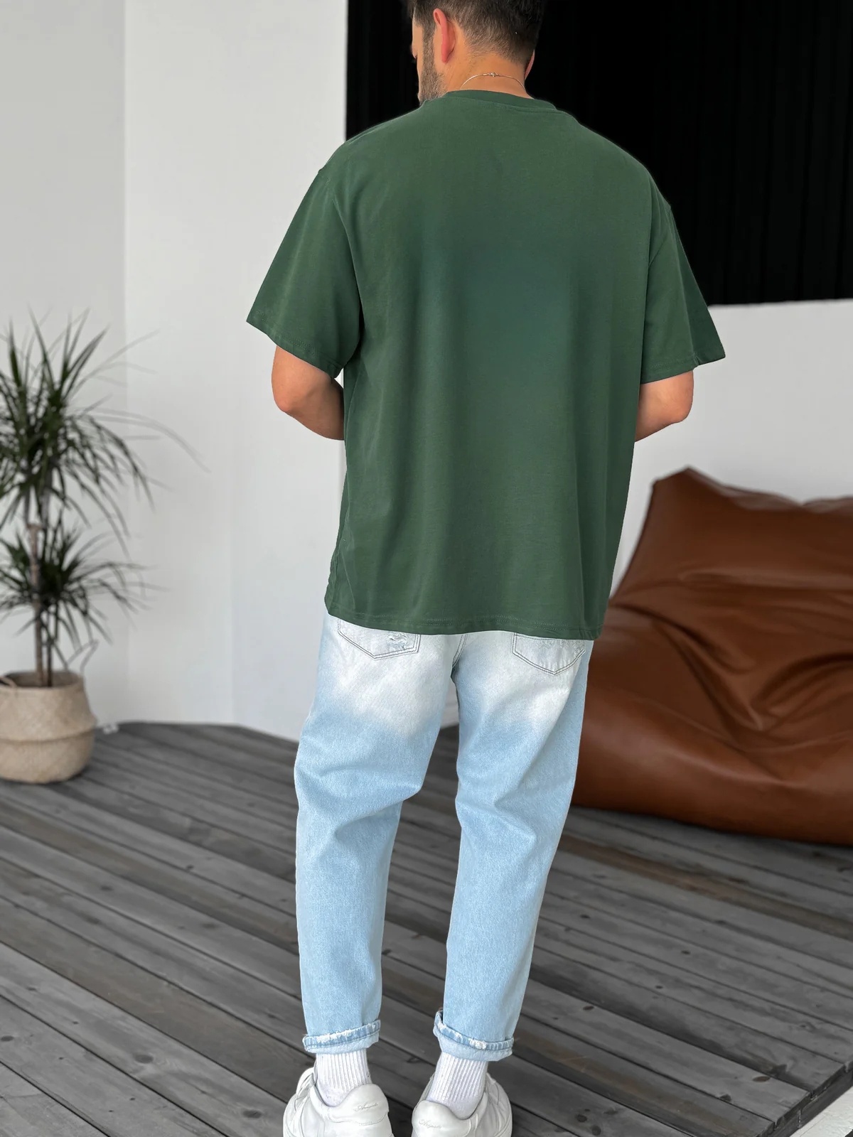 Premium Olive Basic Oversize T-Shirt - Image 4