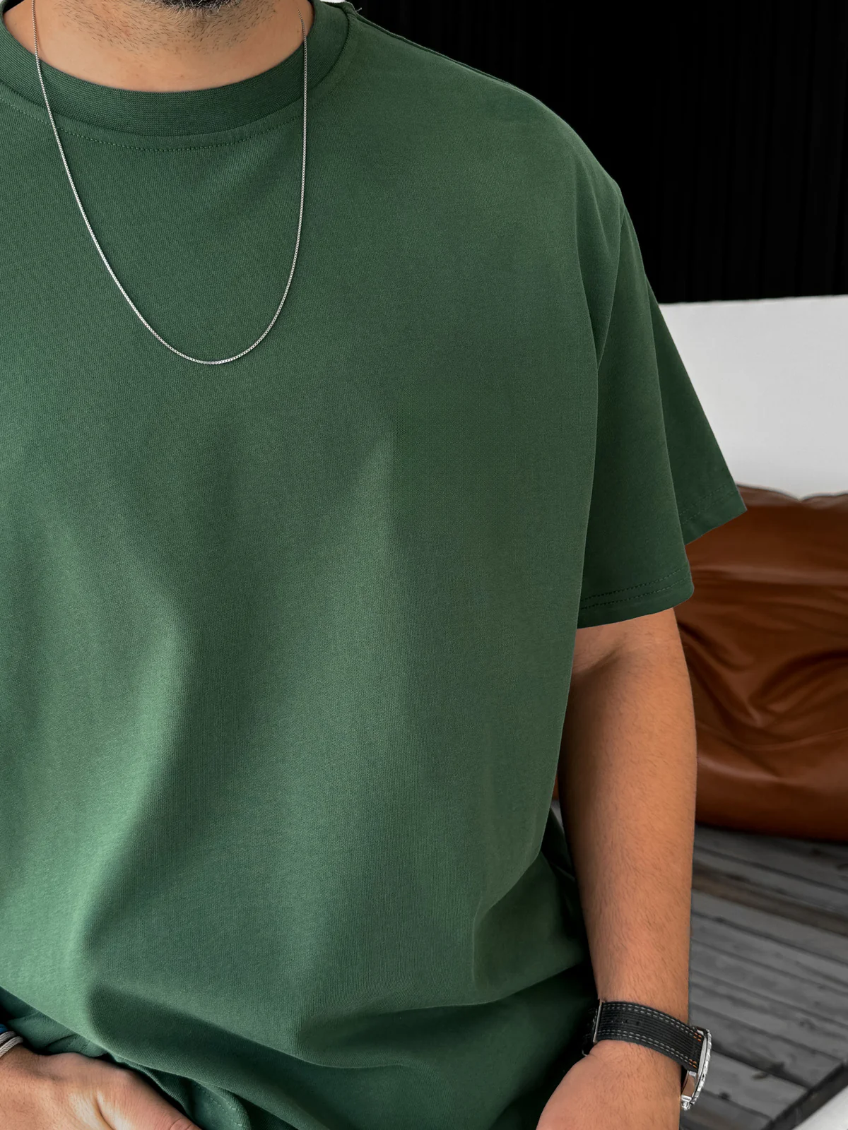 Premium Olive Basic Oversize T-Shirt - Image 5