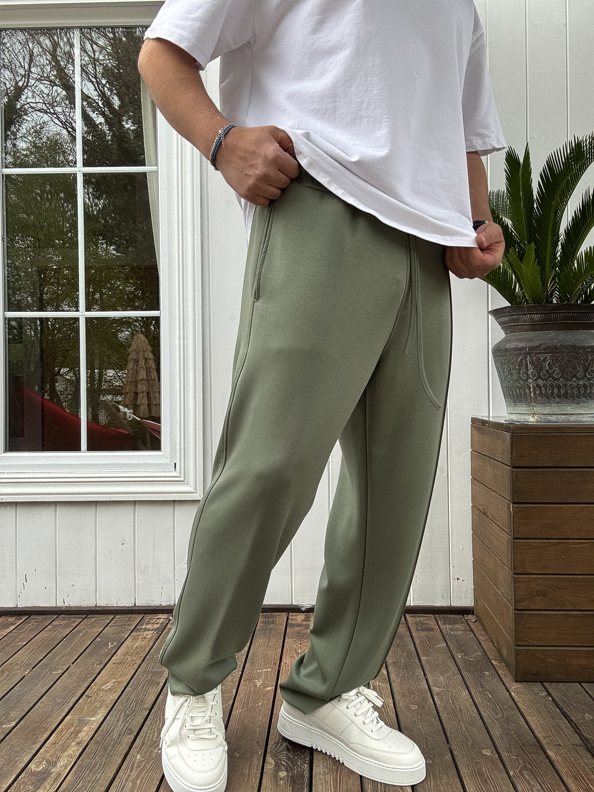 Army-Green Basic Summer Sweatpants - Image 4