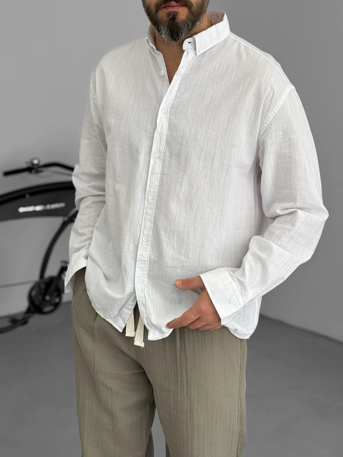 Pure Linen Off White Shirt