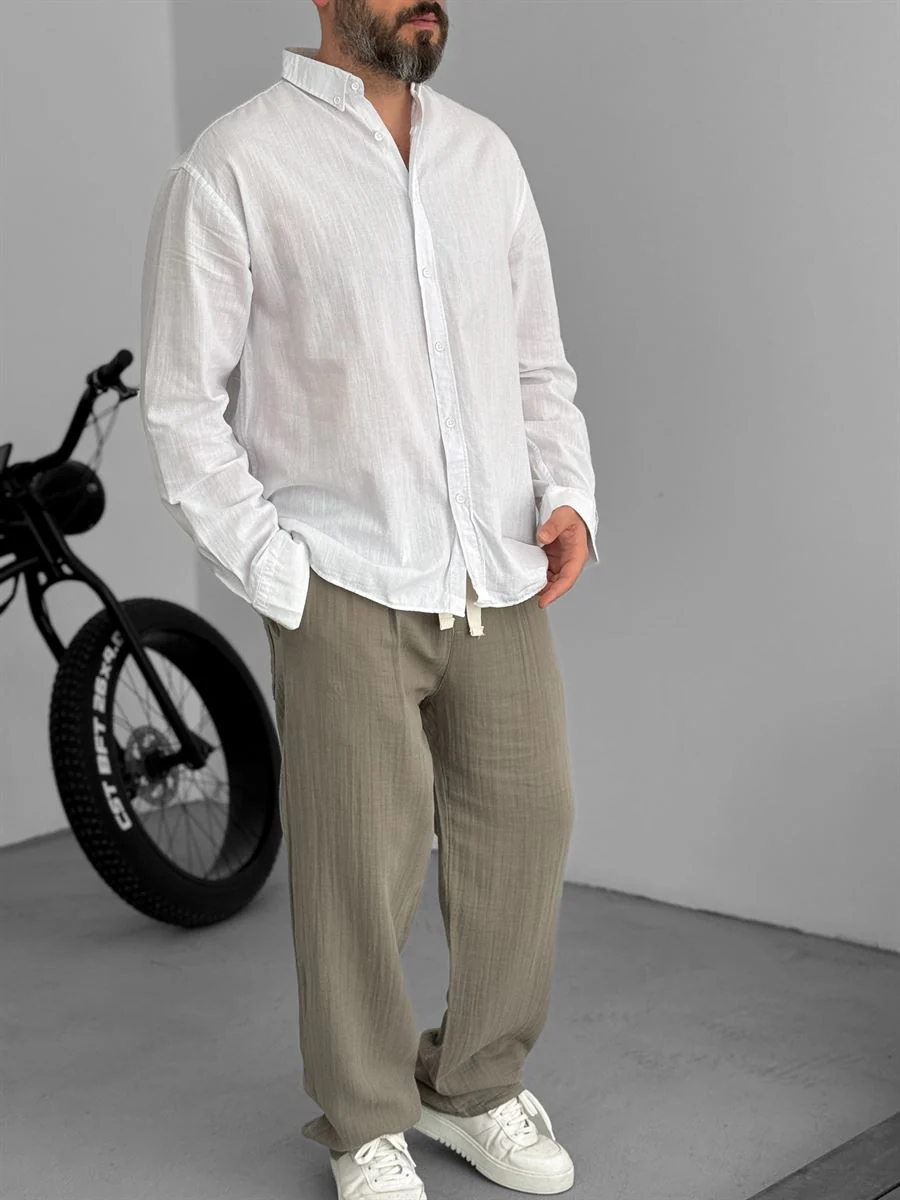 Pure Linen Off White Shirt - Image 5