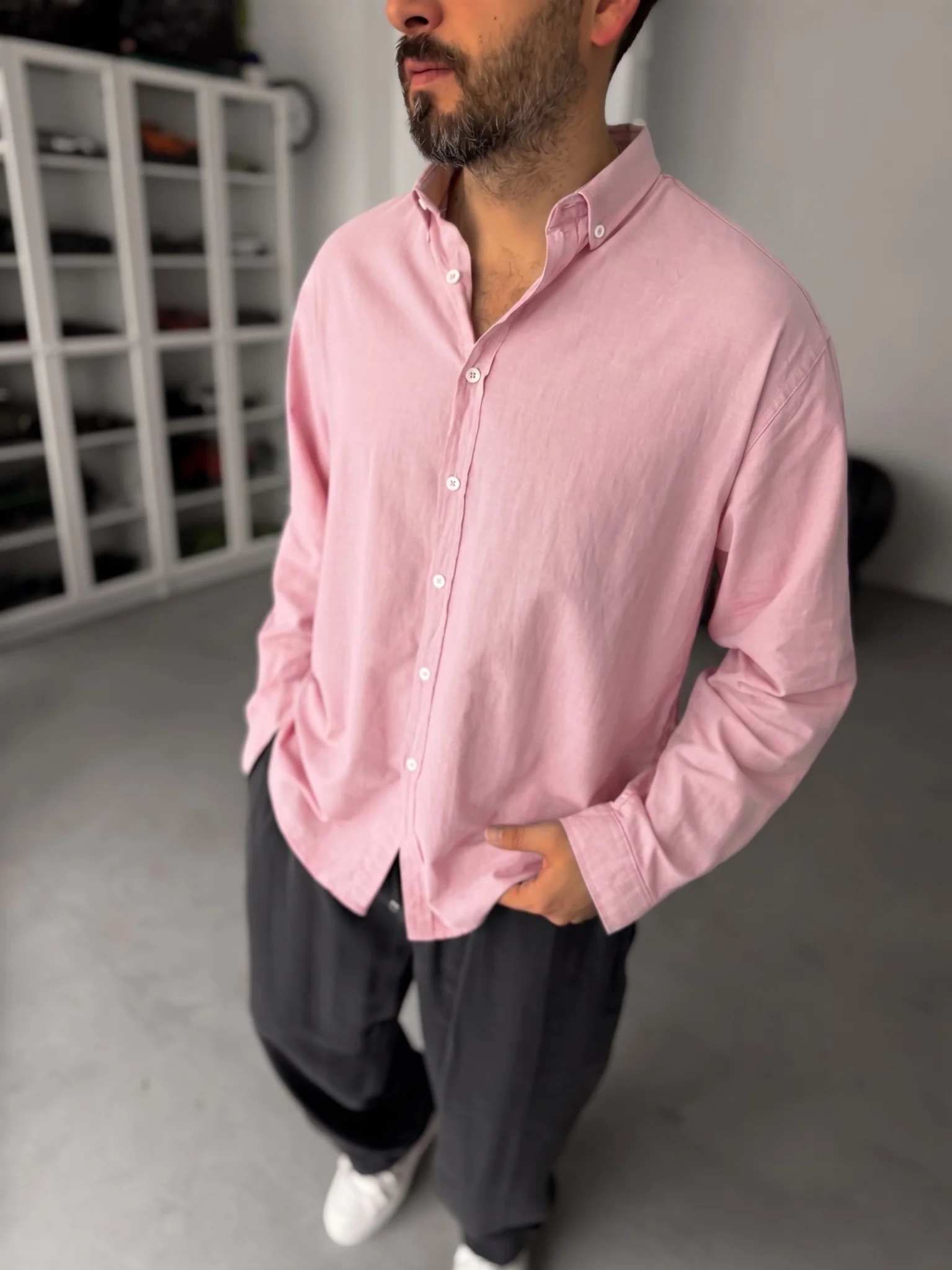 Pure Linen Pink Shirt - Image 2