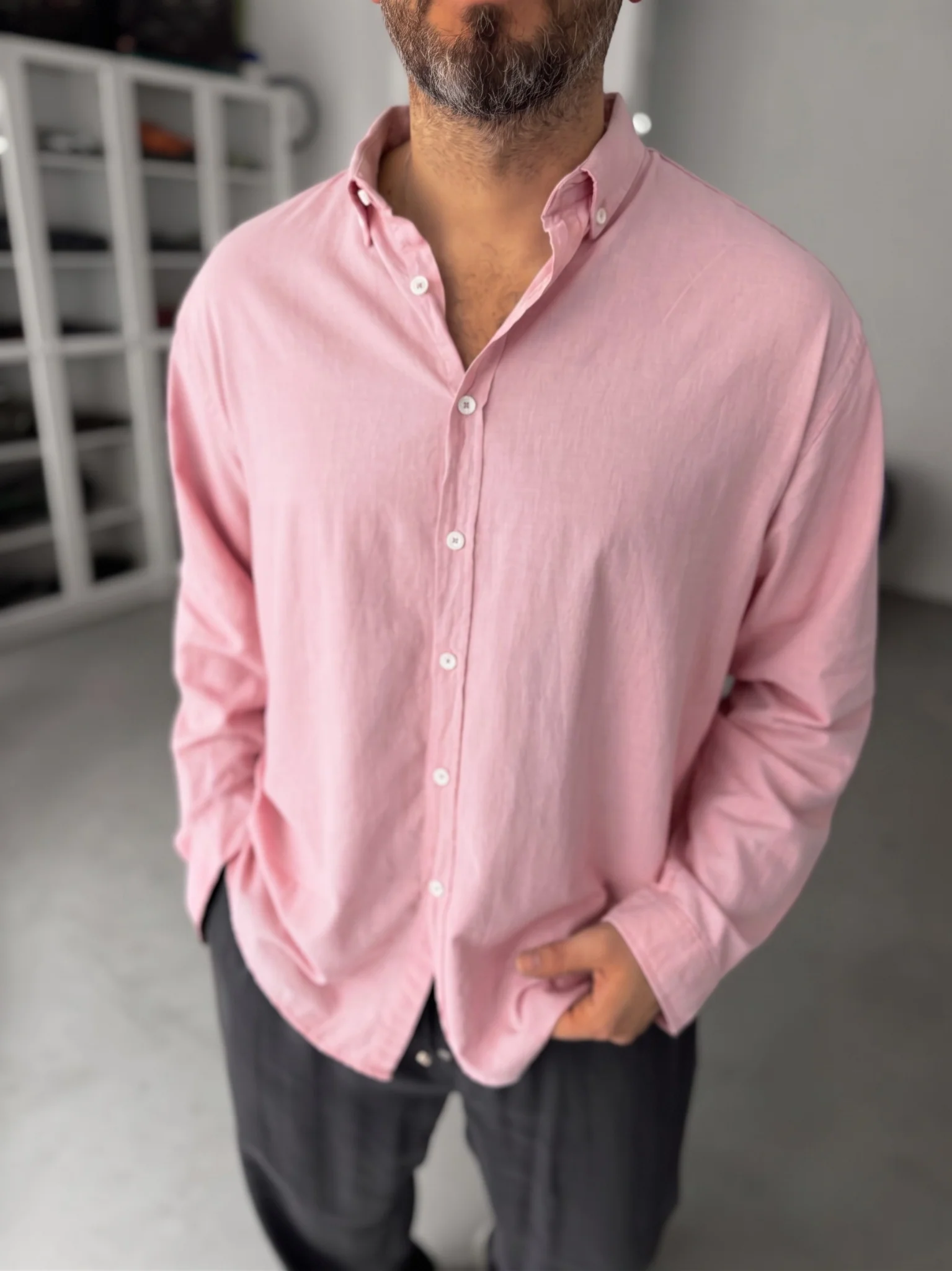 Pure Linen Pink Shirt - Image 4