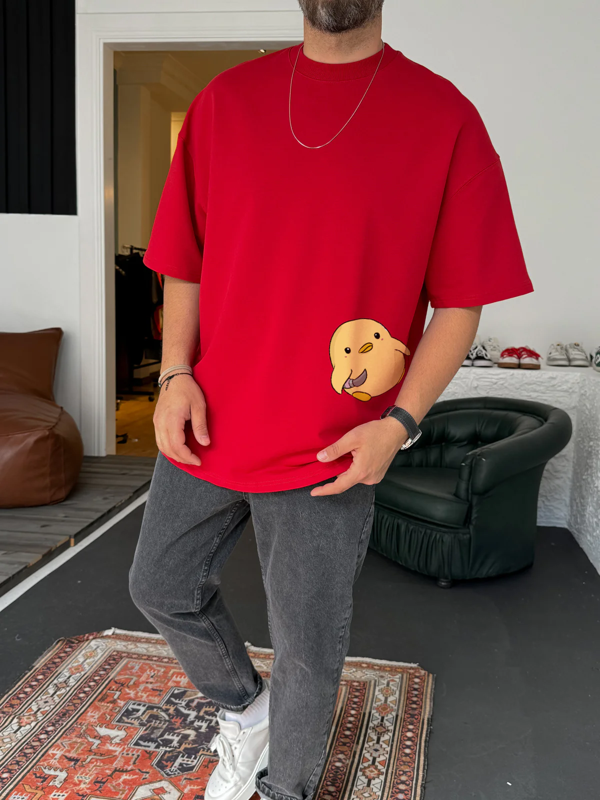 Red "Violence" printed Oversize T-Shirt - Image 2