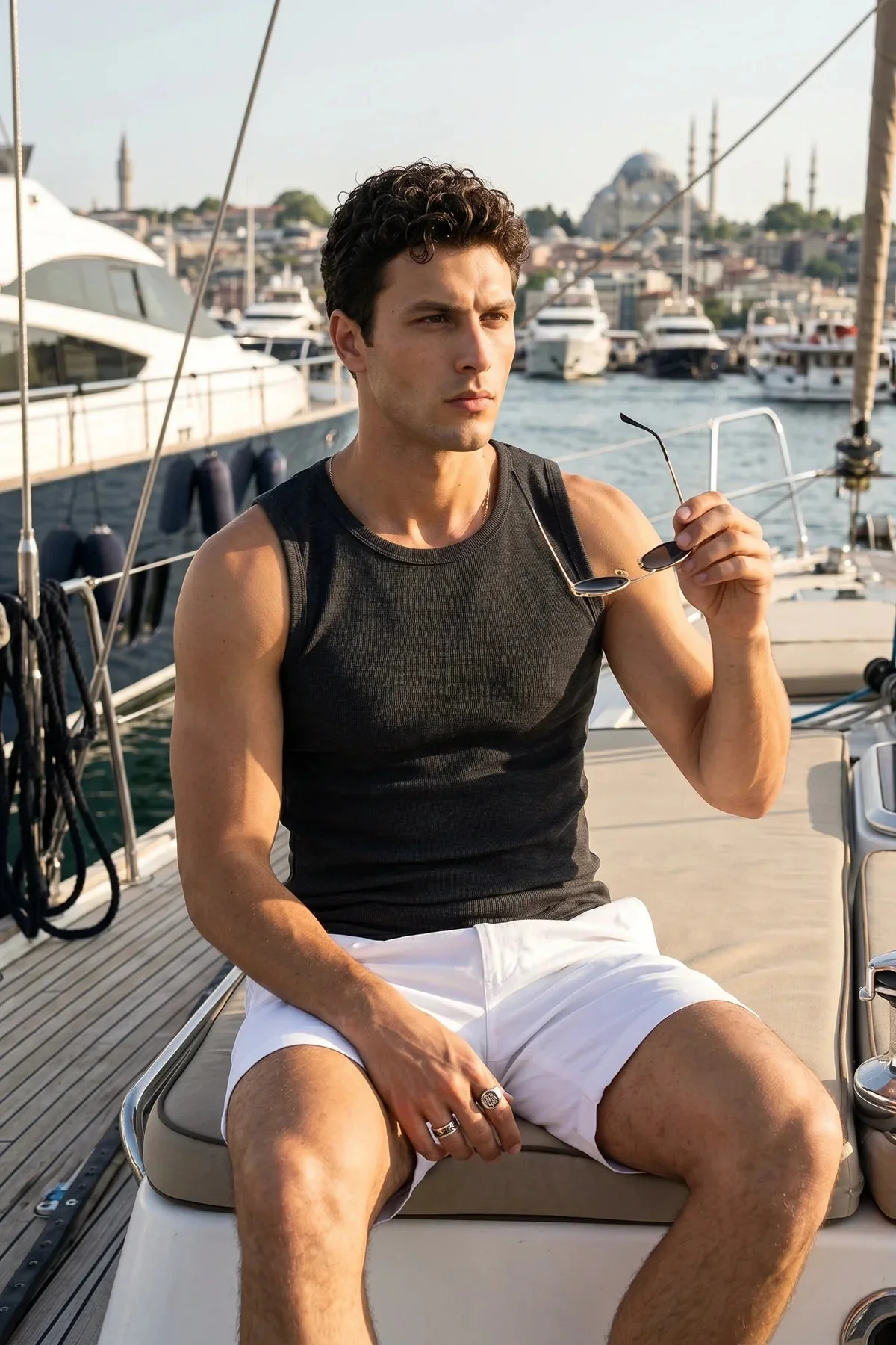 Ribbed Tank Top - Black - Image 4