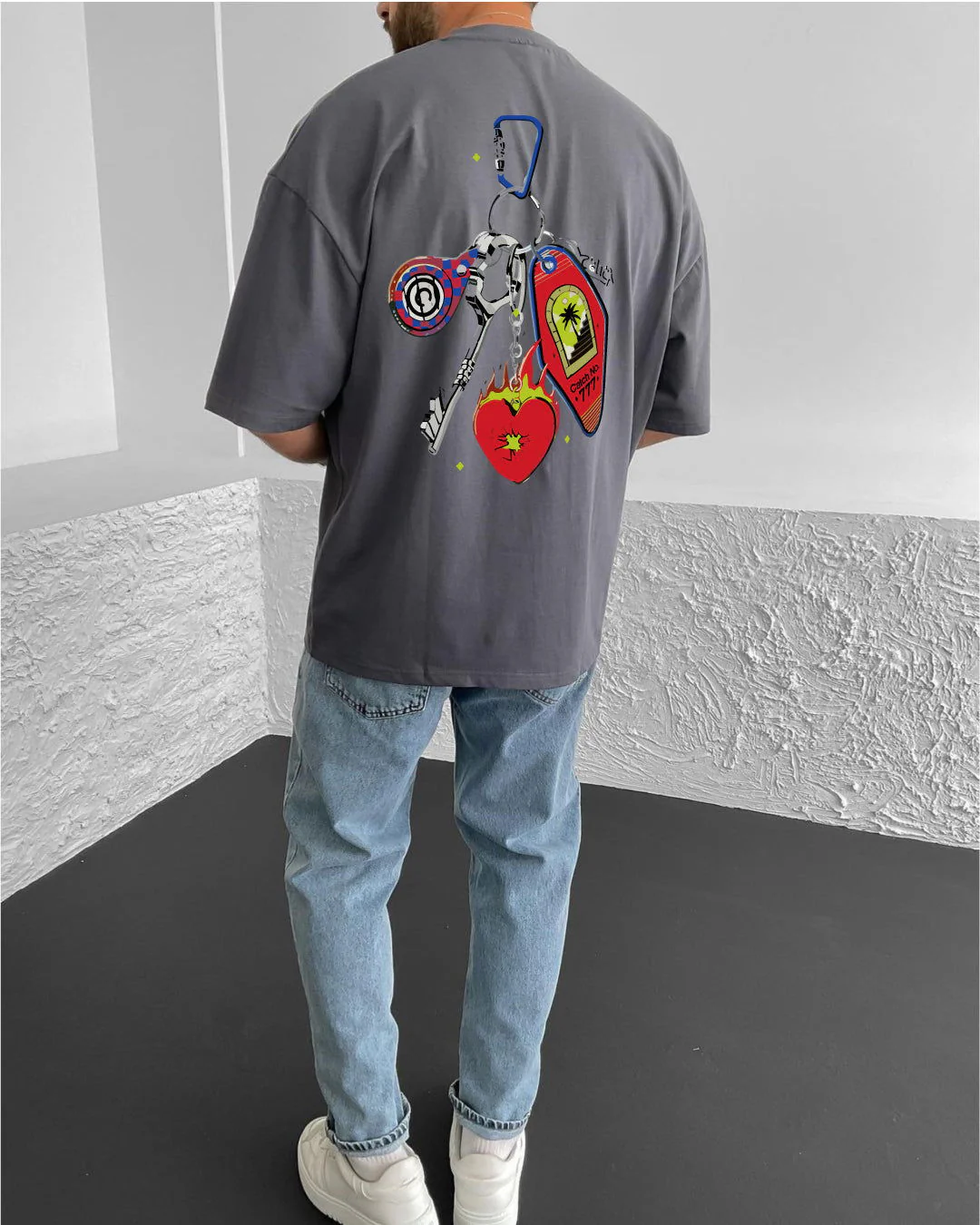 Smoked "777" Printed Oversize T-Shirt