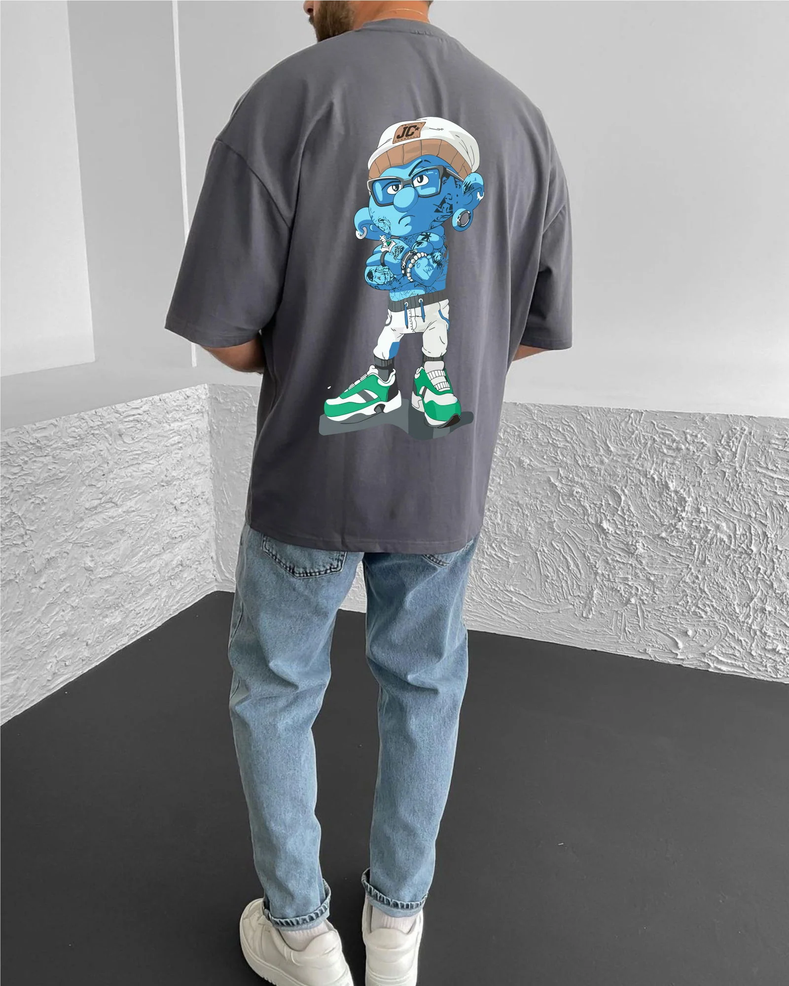 Smoked "Crime" Printed Oversize T-Shirt