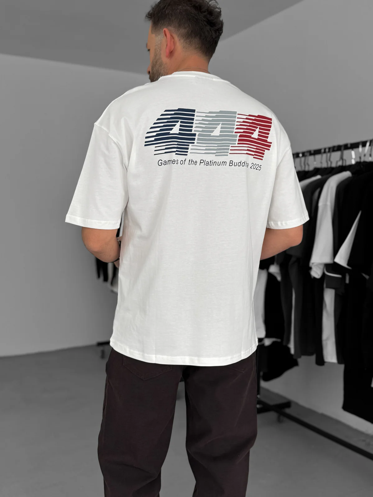 White "444" printed Oversize T-Shirt