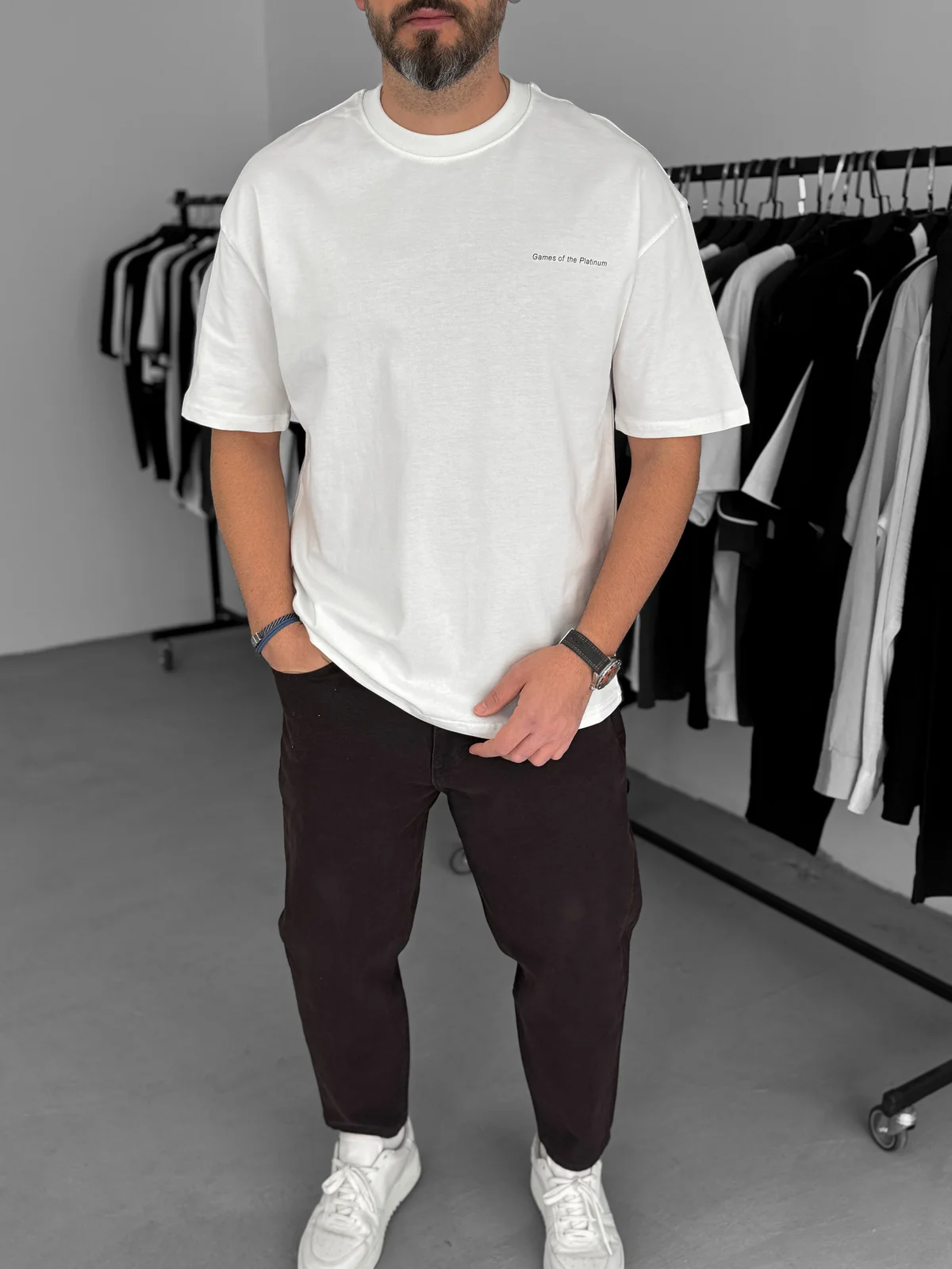 White "444" printed Oversize T-Shirt - Image 3