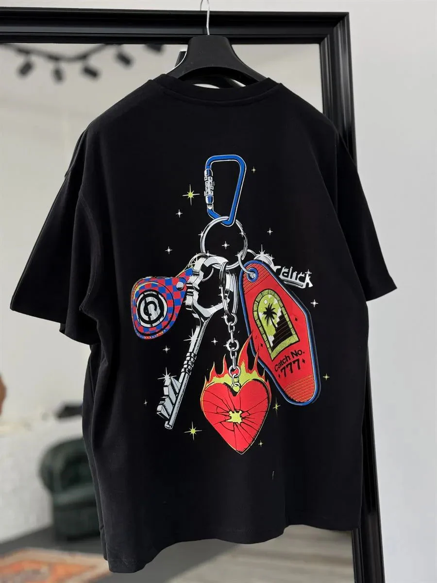Black "777" Printed Oversize T-Shirt - Image 3