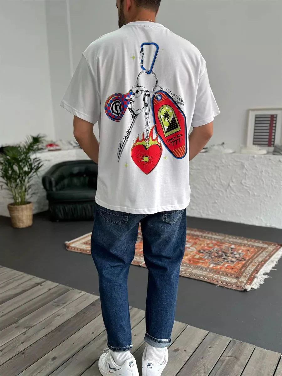 White "777" Printed Oversize T-Shirt