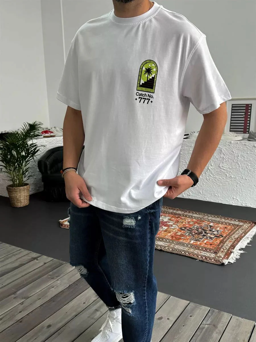 White "777" Printed Oversize T-Shirt - Image 3