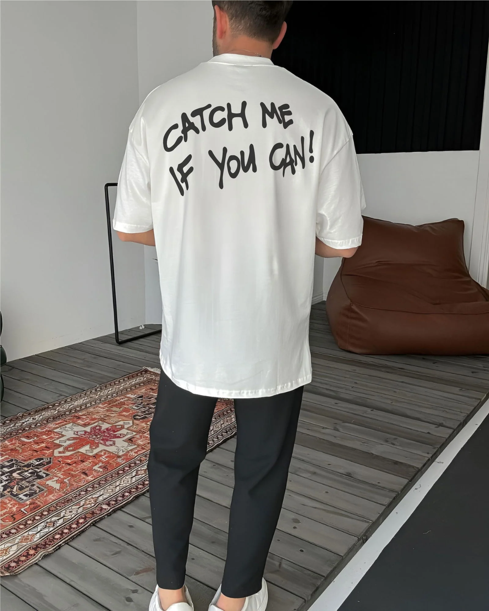 White "Cat" Printed Oversize T-Shirt - Image 2