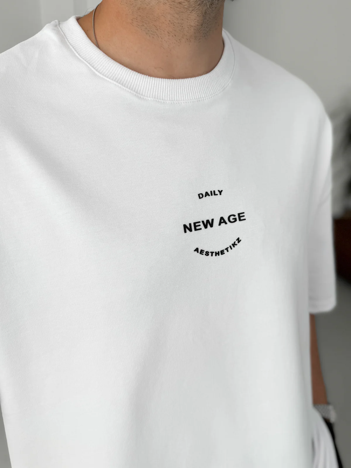 Premium White "New Age" Printed Oversize T-Shirt - Image 5
