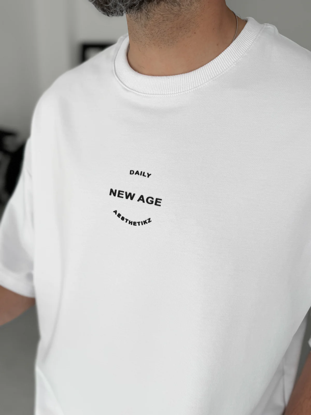 Premium White "New Age" Printed Oversize T-Shirt - Image 6