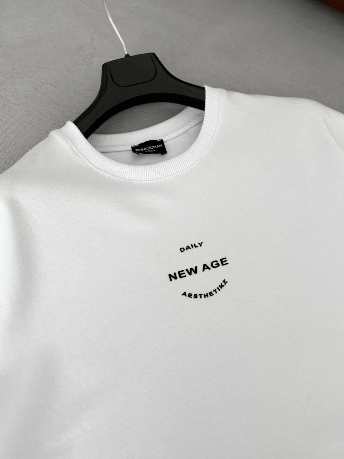 Premium White "New Age" Printed Oversize T-Shirt - Image 8
