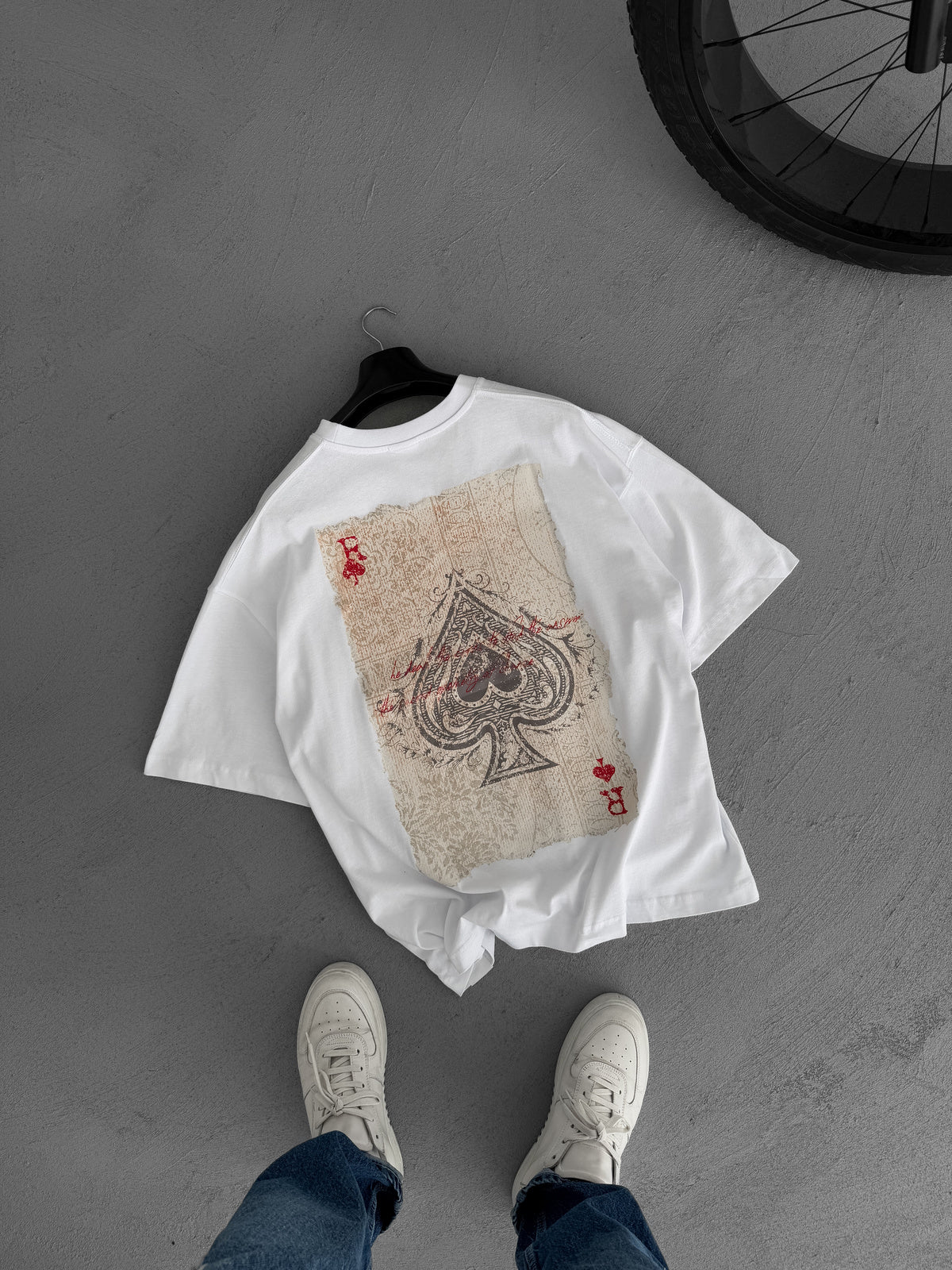 White "R of spades" printed Oversize T-Shirt - Image 7