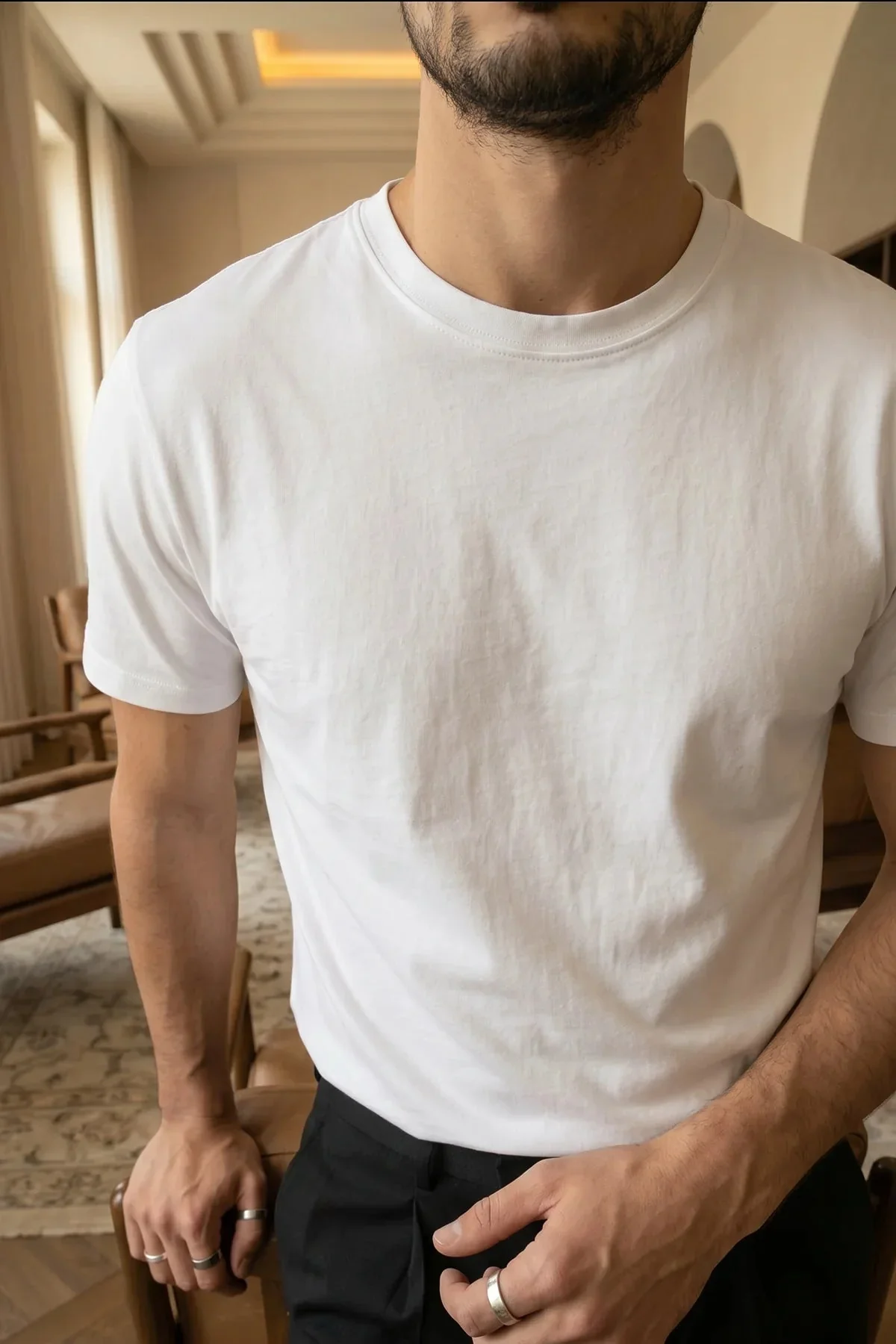 White Regular Fit T-Shirt - Image 3