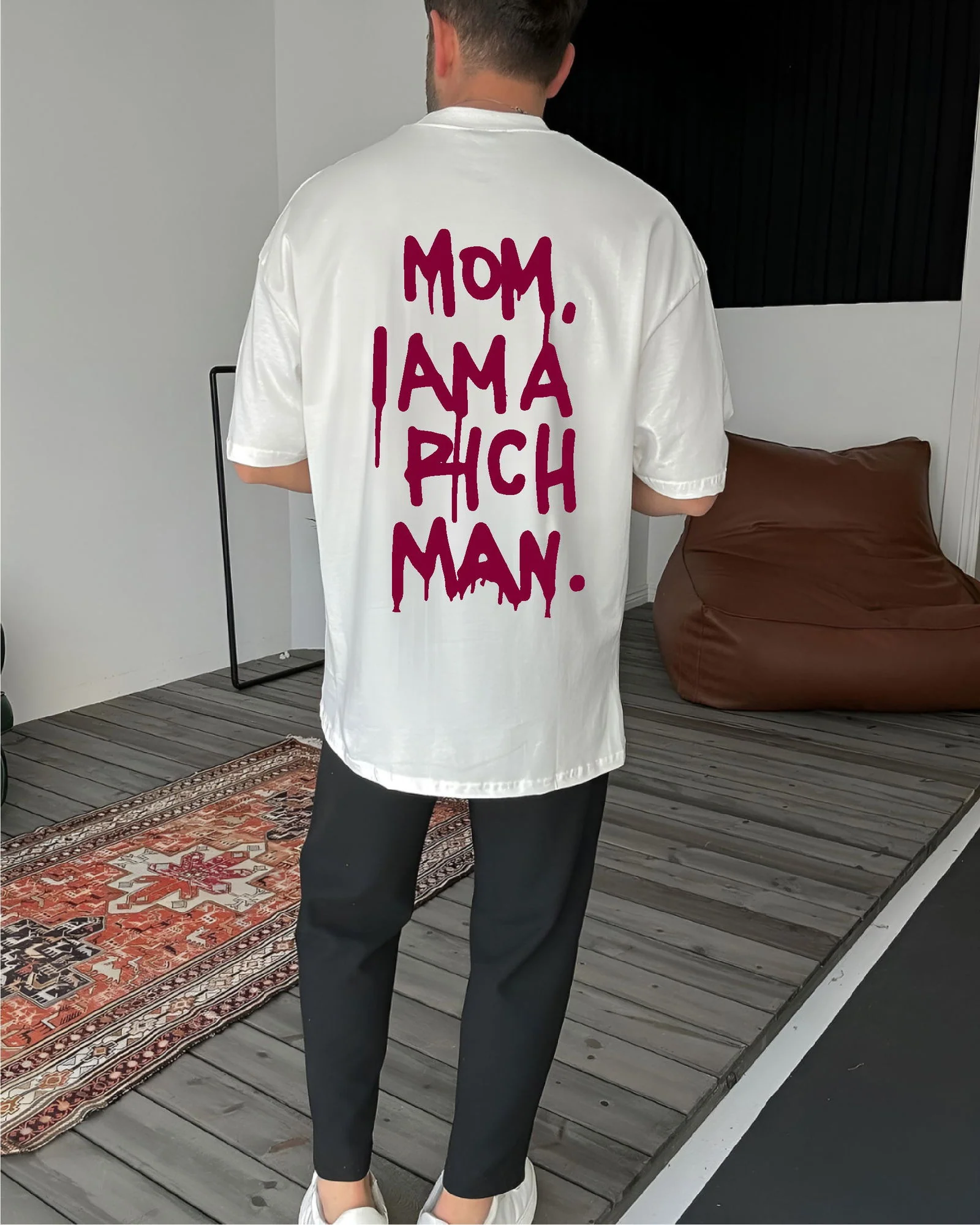 White "Success" Printed Oversize T-Shirt