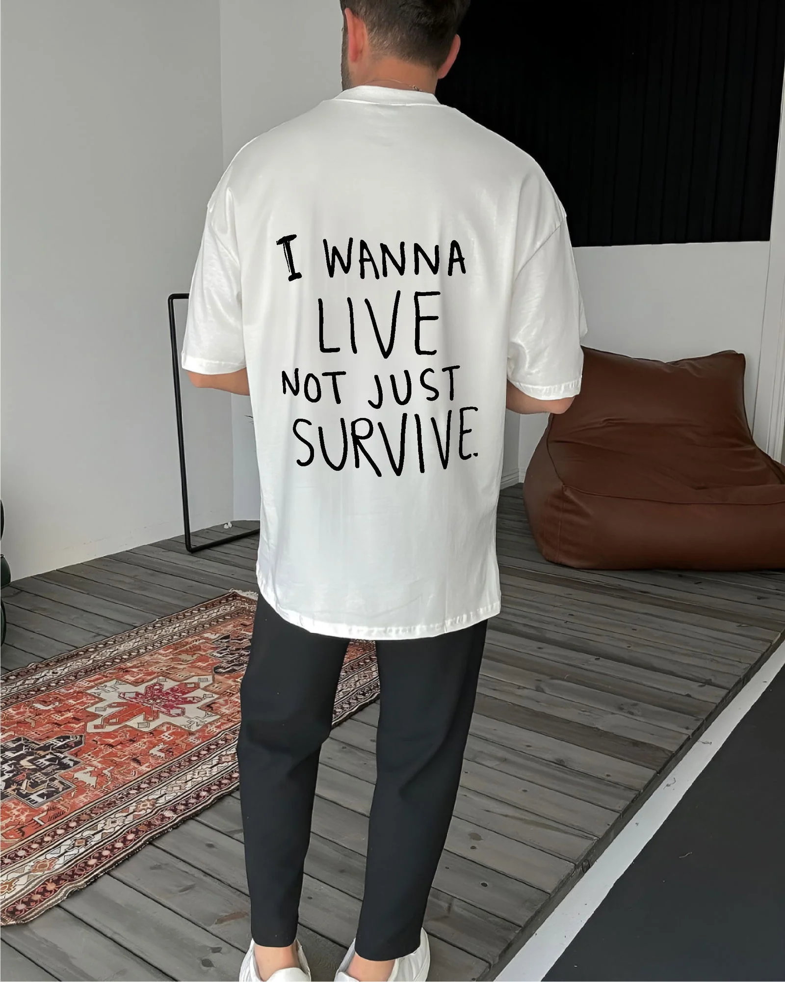 White "Vibrant" Printed Oversize T-Shirt