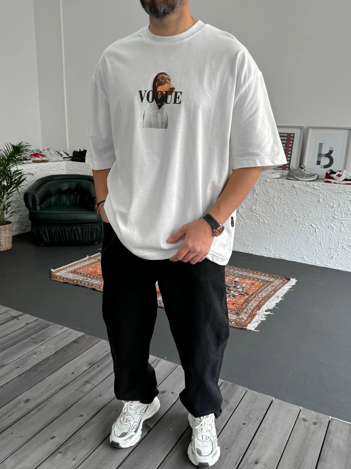 White "Vogue" printed Oversize T-Shirt