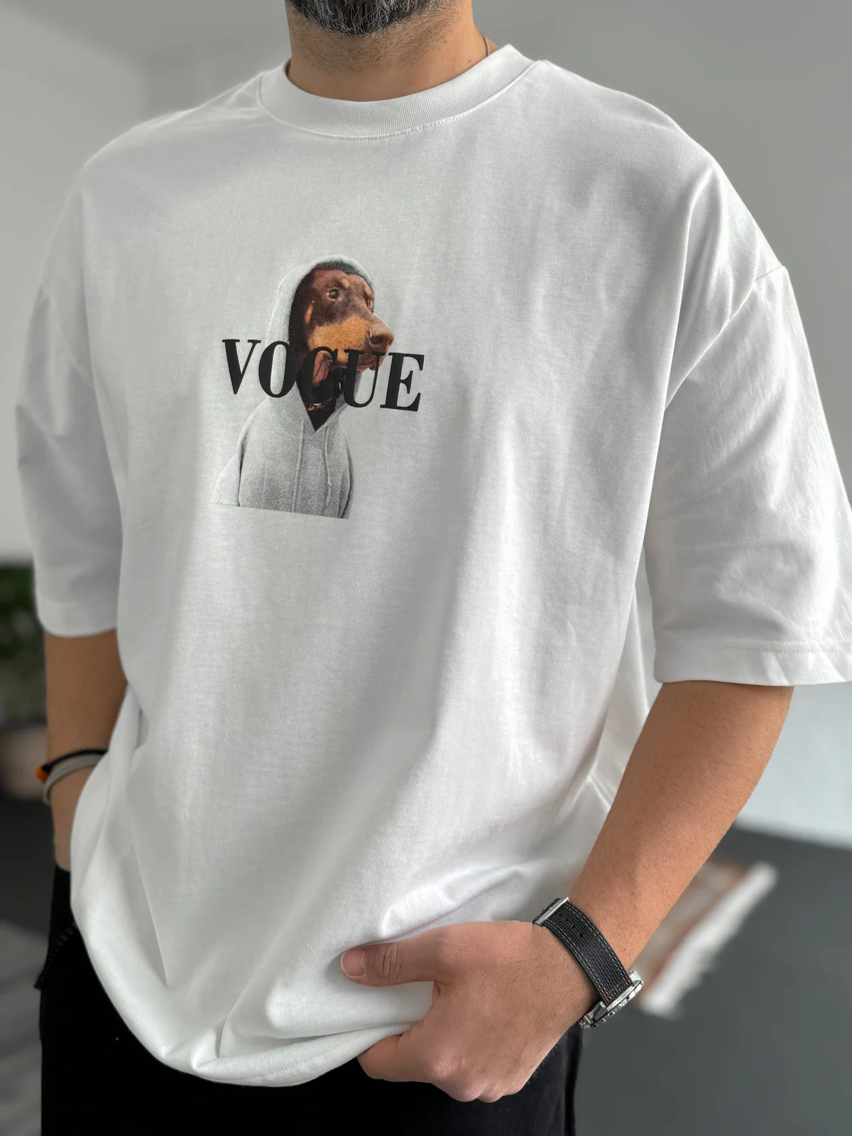 White "Vogue" printed Oversize T-Shirt - Image 2